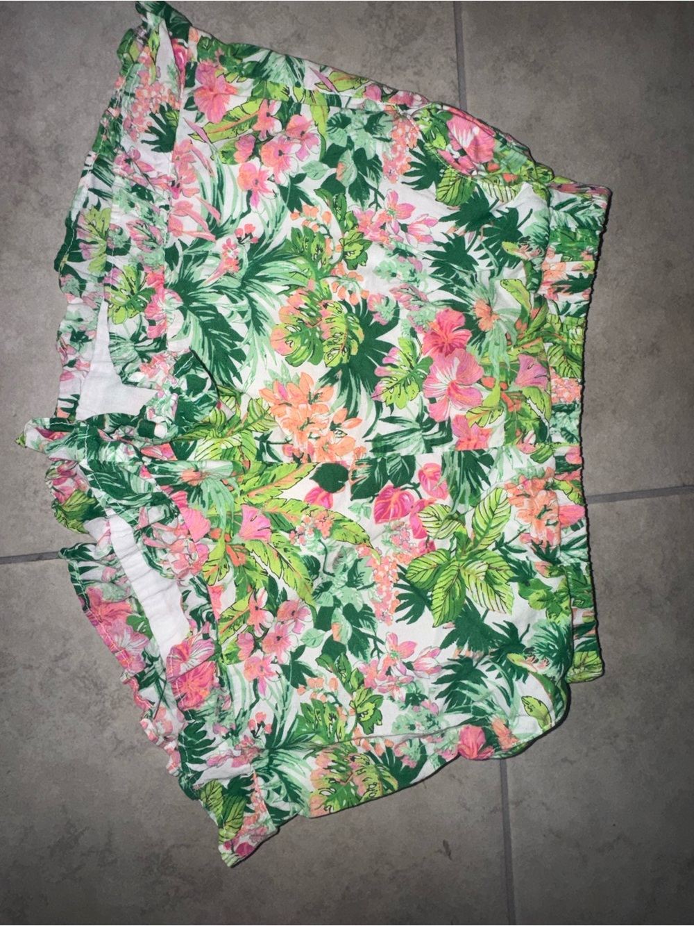 Janie and Jack Floral Green and Pink Girls Shorts